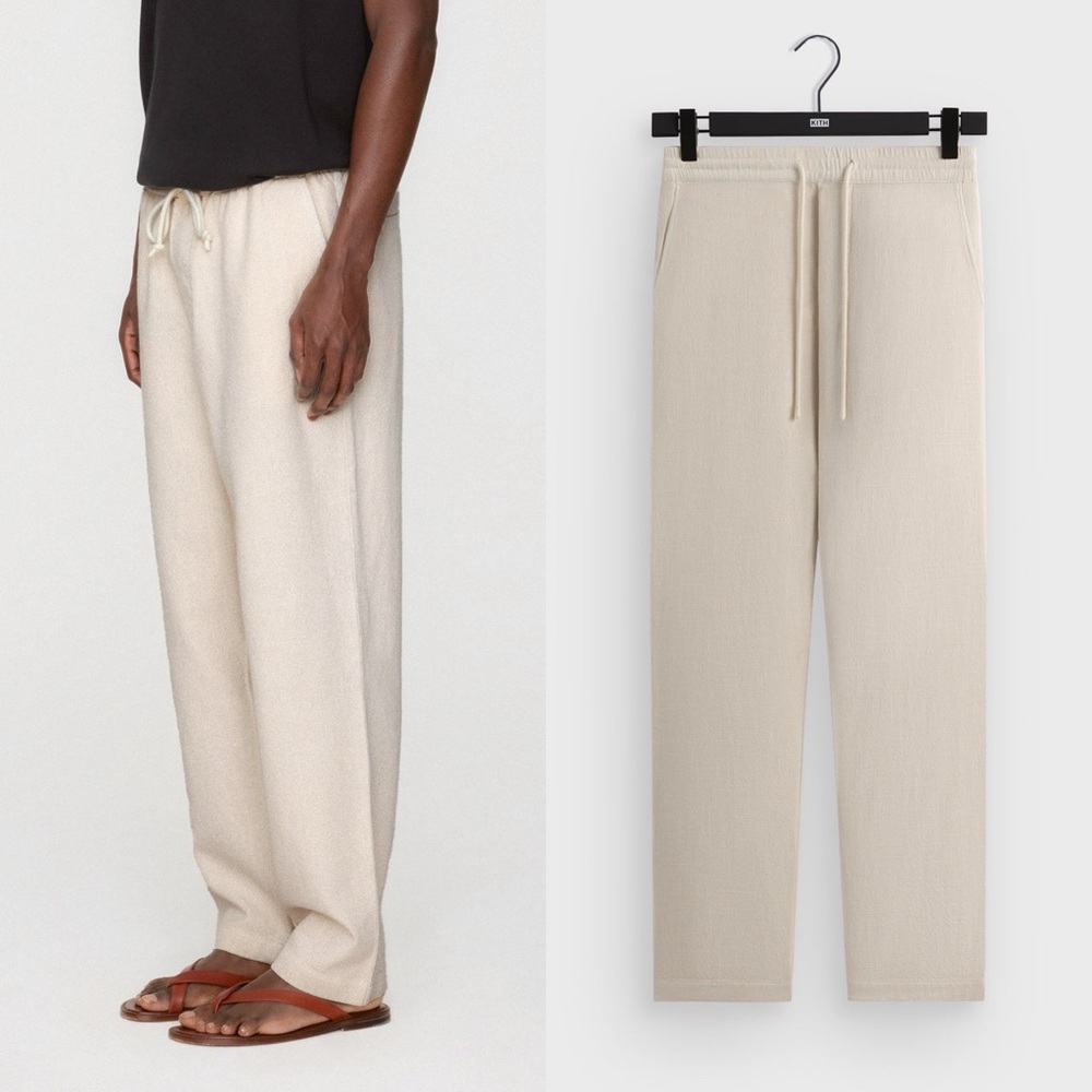 KITH Men's Washed Denim Barrow Pant Veil Cream Drawstring Pants Sz XXL